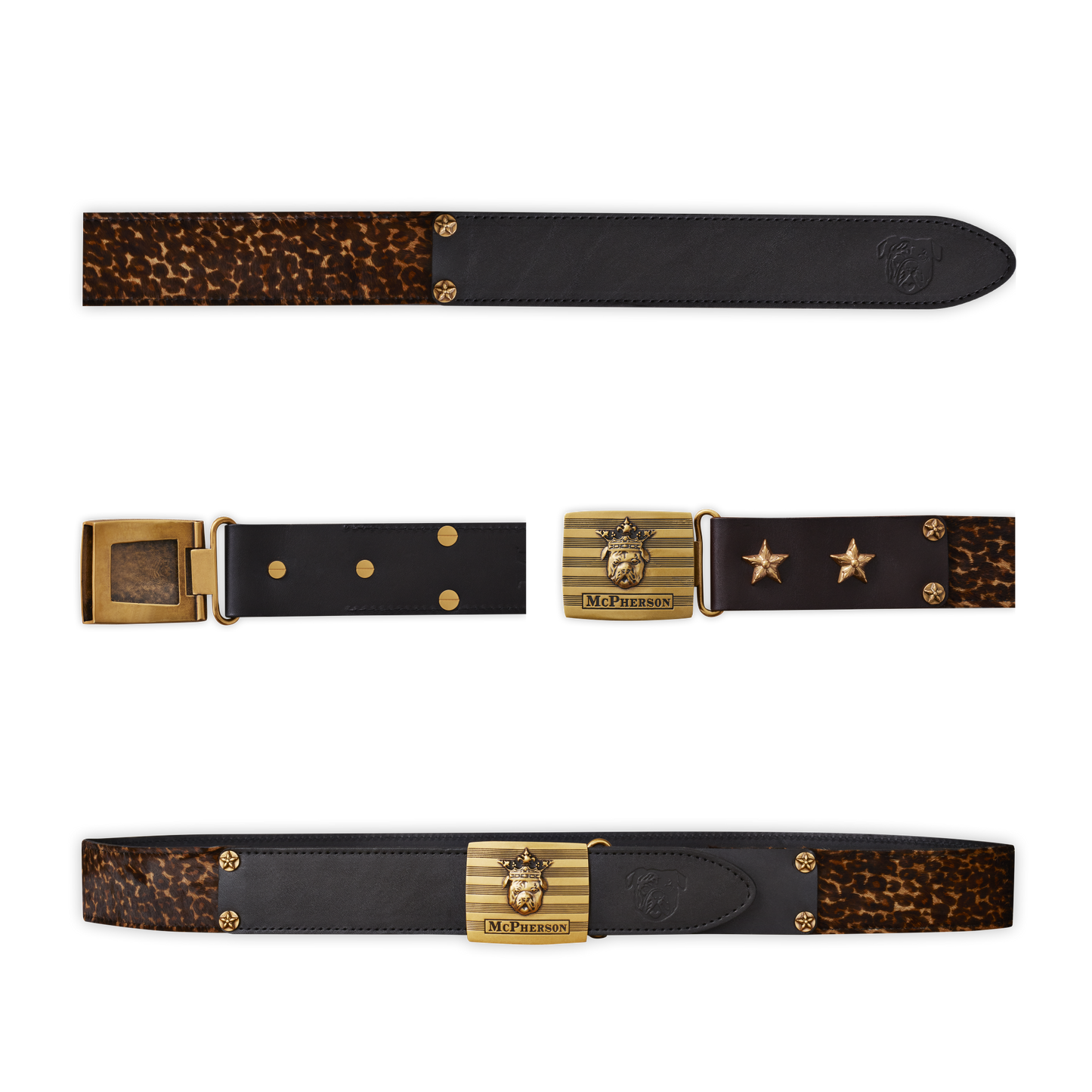 Tug's Engineer Belt Hair-On Calf Skin-Dark Leopard