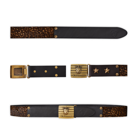 Tug's Dark Leopard Leather Engineer Belt