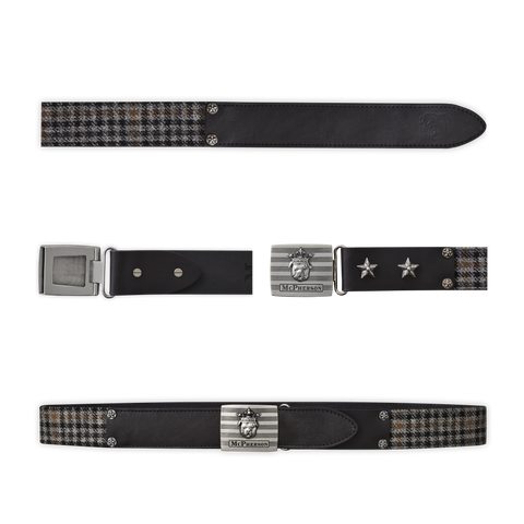 Tug's Grey Wool Check Leather Engineer Belt