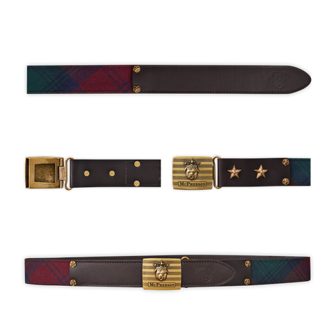 Tug's Red and Green Scottish Wool Plaid Leather Engineer Belt