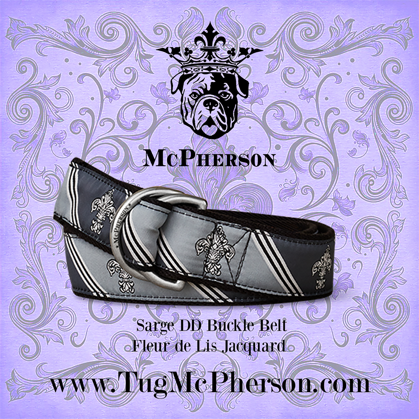 Sarge Fleur De Lis Novelty Pattern D-Ring Belt