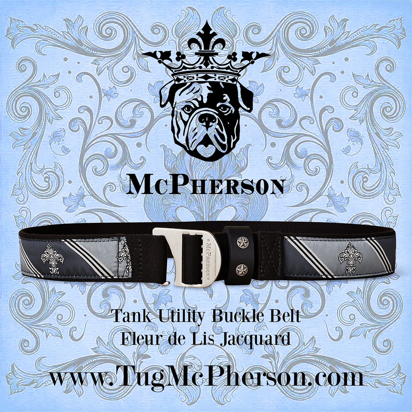 Tank Utility Belt Woven Jacquard-Fleur De Lis