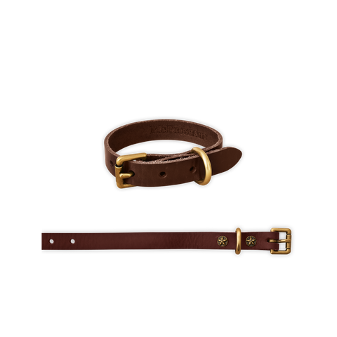 Old Boy Dog Collar Vegetable Tanned Cowhide-Medium Brown Small