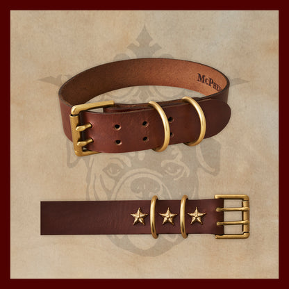 Old Boy Medium Brown Dog Collar-Large