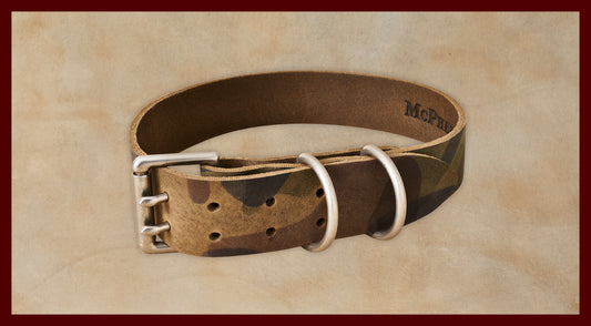 Old Boy Dog Collar Vegetable Tanned Cowhide-Camouflage Large