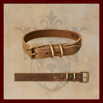 Old Boy Chestnut Dog Collar-Medium