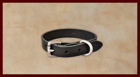 Old Boy Dog Collar Vegetable Tanned Cowhide-Black Small