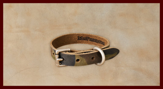 Old Boy Dog Collar Vegetable Tanned Cowhide-Camouflage Small