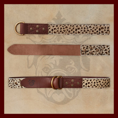 Otis Light Leopard Leather D-Ring Belt