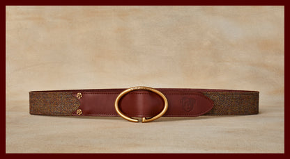Rufus Elliptic Brown Scottish Wool Herringbone Leather Belt