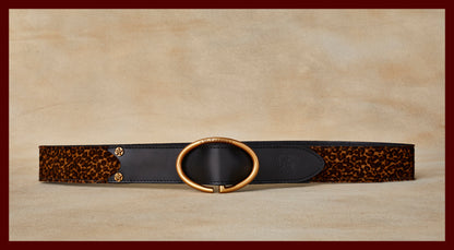 Rufus Elliptic Dark Leopard Leather Belt