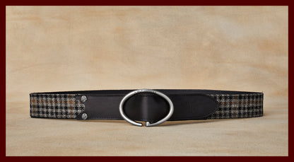 Rufus Elliptic Gray Scottish Wool Check Leather Belt