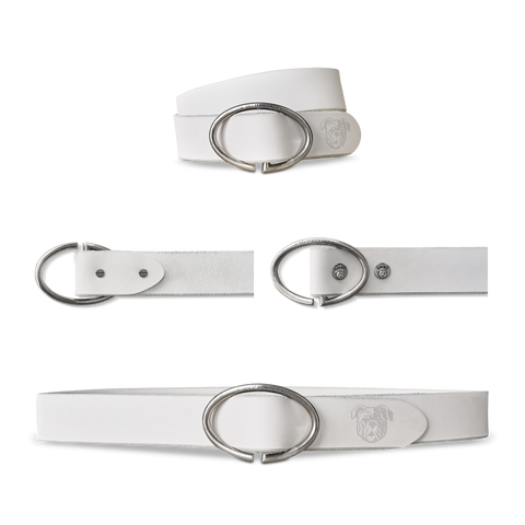 Rufus Elliptic White Leather Belt