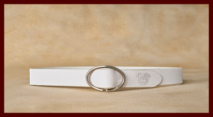 Rufus Elliptic White Leather Belt