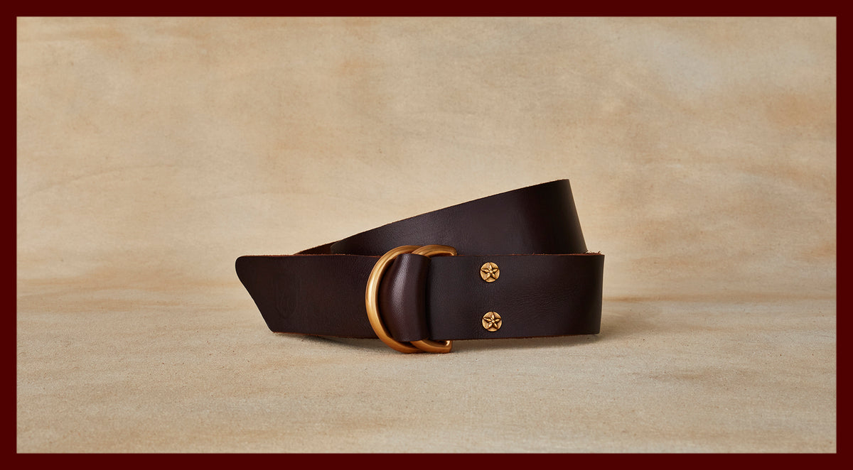 De Renaudin Leather Belt Brown Horn Ring Buckle Canada Large New In: Limited Edition Horn Ring Belts Crafted from a  main image 2