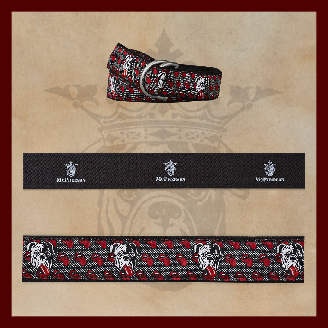 Sarge Honky Tonk Dog Novelty Pattern D-Ring Belt
