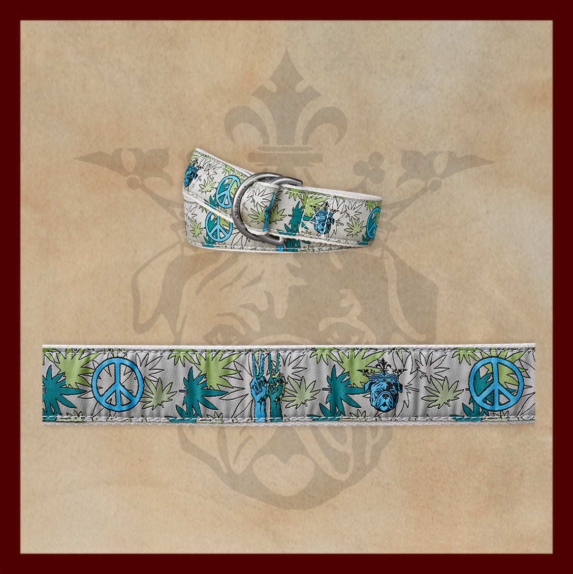 Sarge Peace Novelty Pattern D-Ring Belt
