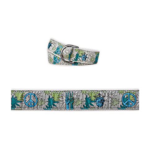 Sarge Peace Novelty Pattern D-Ring Belt