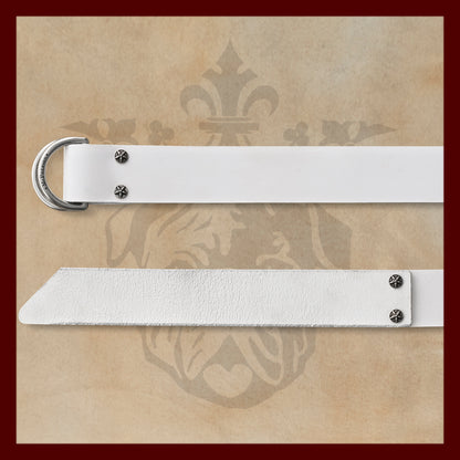Sarge White Leather D-Ring Belt