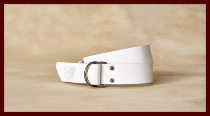 Sarge White Leather D-Ring Belt