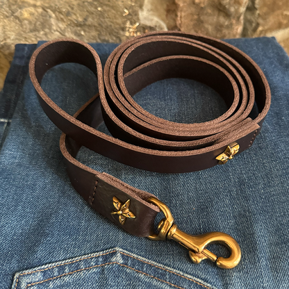 Bubba  Dark Brown Leather Dog Leash-Large