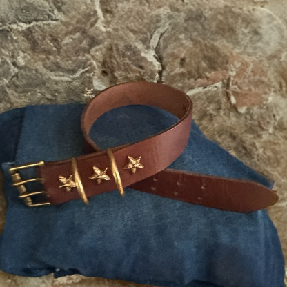 Old Boy Medium Brown Dog Collar-Large