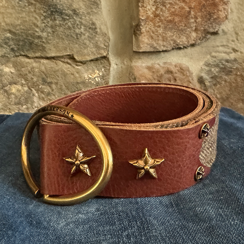 Rufus Elliptic Brown Scottish Wool Herringbone Leather Belt