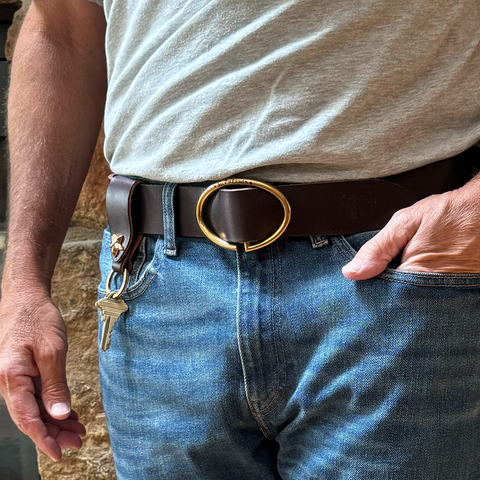 Rufus Elliptic Dark Brown Leather Belt