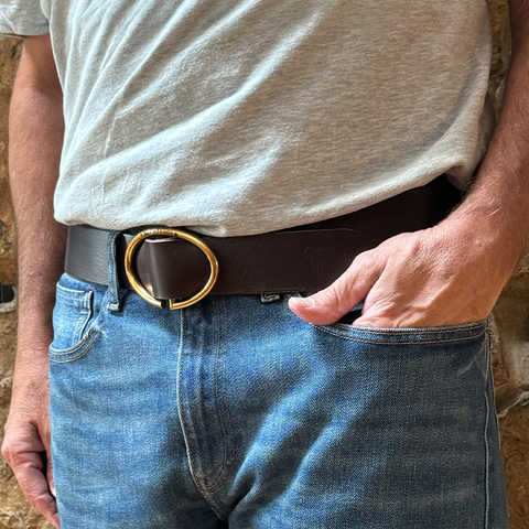 Rufus Elliptic Dark Brown Leather Belt