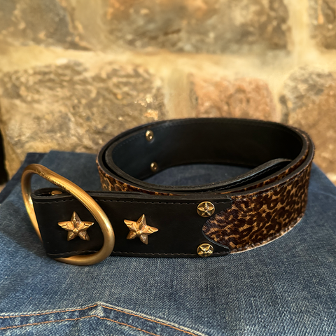 Rufus Elliptic Dark Leopard Leather Belt