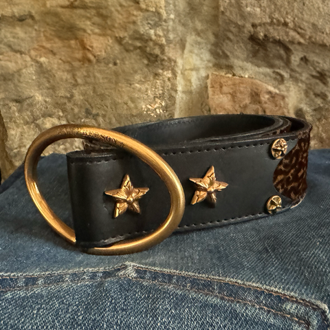 Rufus Elliptic Dark Leopard Leather Belt