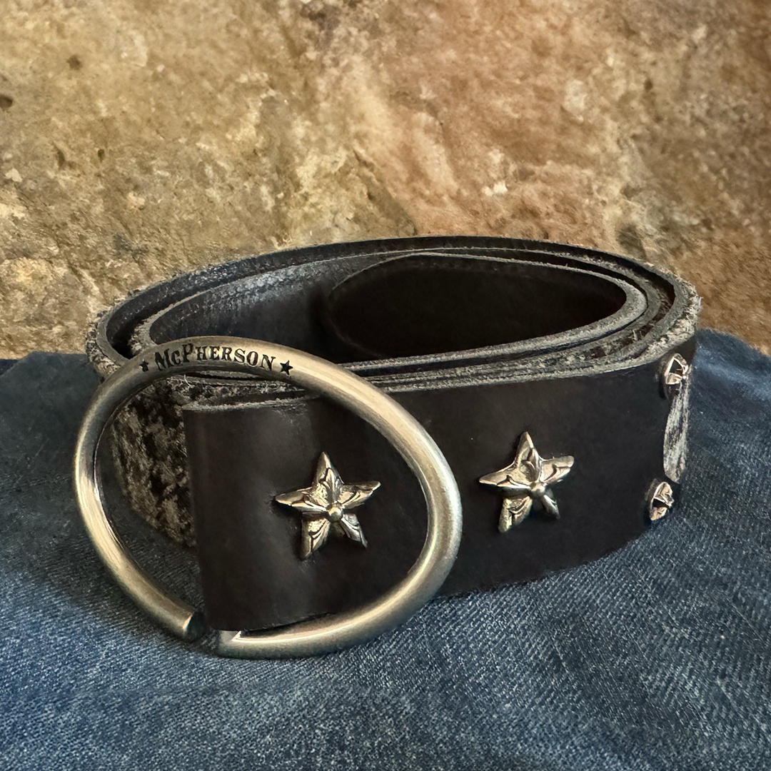 Rufus Elliptic Gray Scottish Wool Check Leather Belt