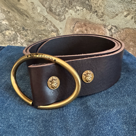 Rufus Elliptic Dark Brown Leather Belt