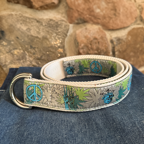 Sarge Peace Novelty Pattern D-Ring Belt