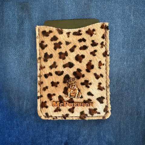 Spike Card Case Hair-On Calfskin-Light Leopard