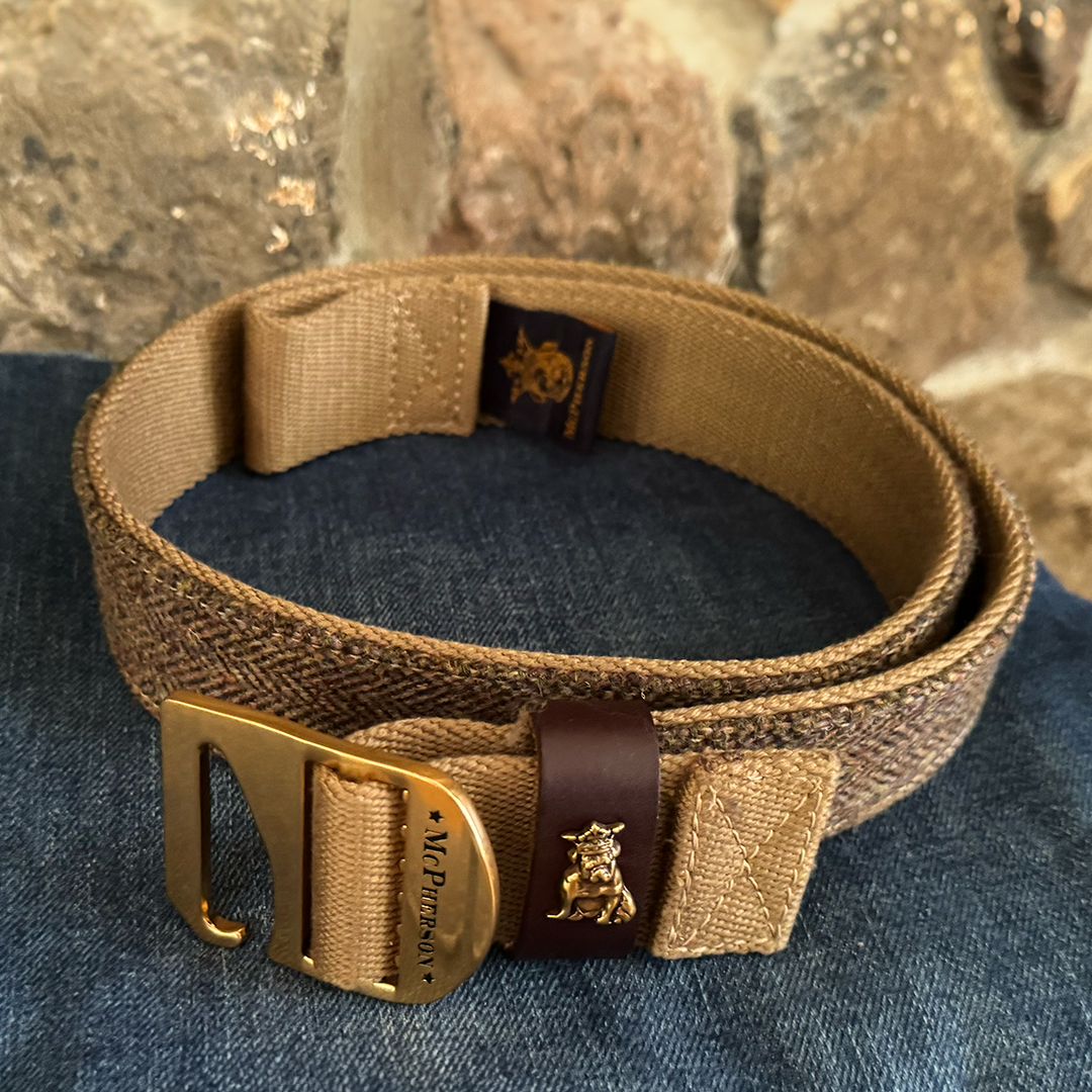 Tank Utility Belt Scottish Wool Tweed-Kirkton Brown Herringbone