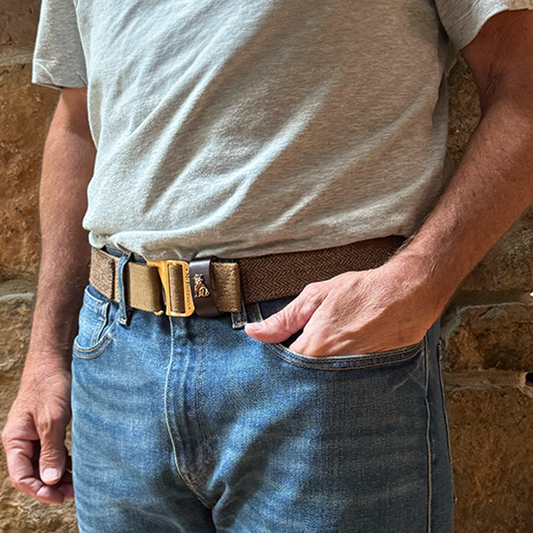 Tank Utility Belt Scottish Wool Tweed-Kirkton Brown Herringbone