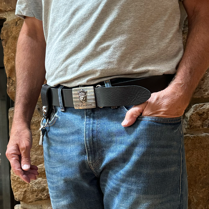Tug's Black Leather Engineer Belt