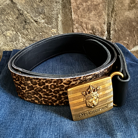 Tug's Dark Leopard Leather Engineer Belt