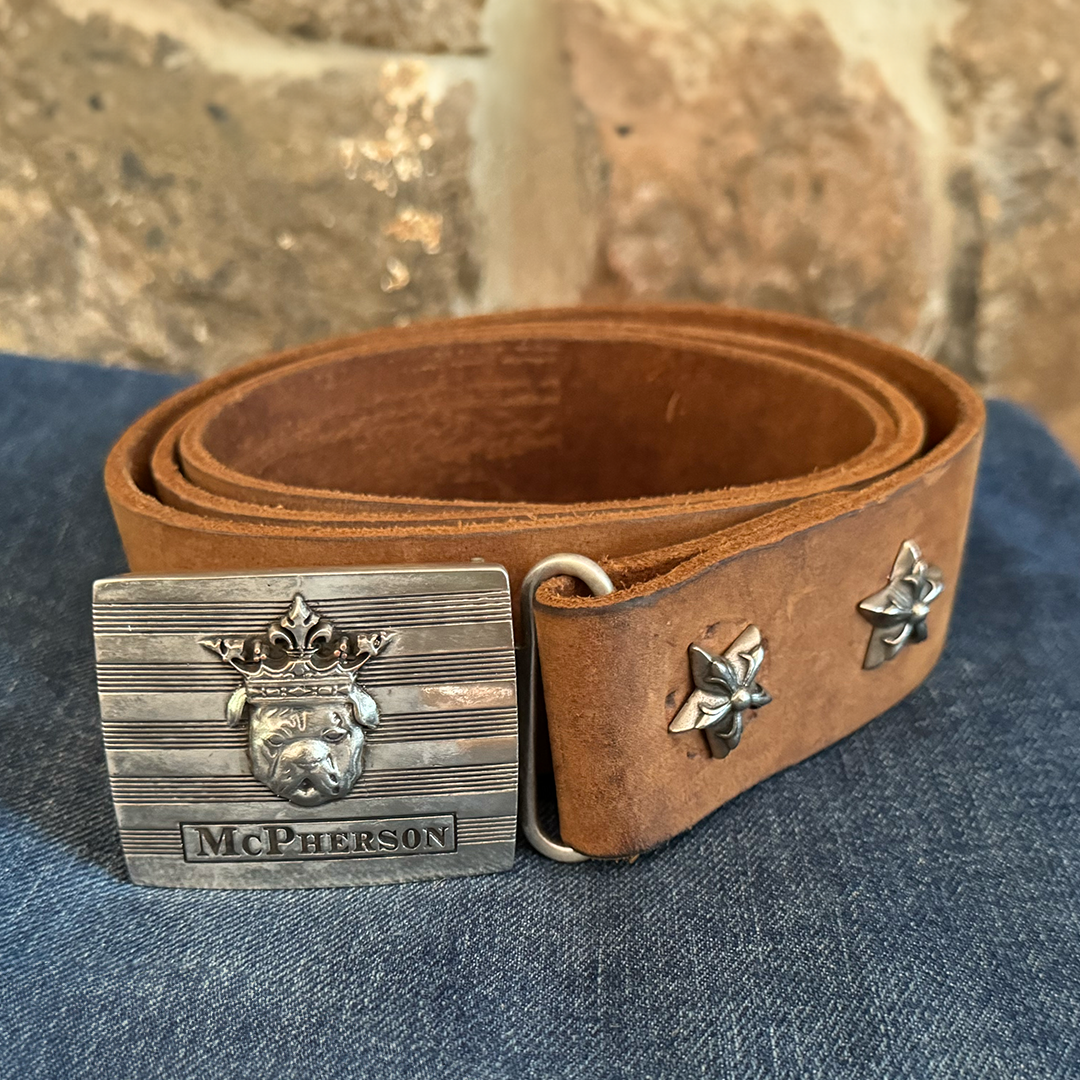 Tug's Engineer Belt Distressed Nubuck Cowhide-Chestnut