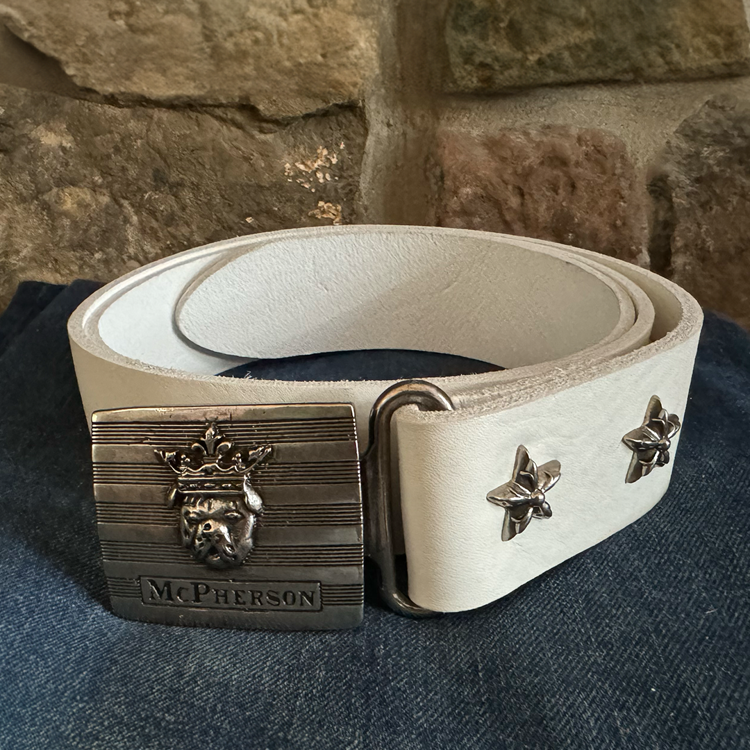 Tug's Engineer Belt Vegetable Tanned Cowhide-White