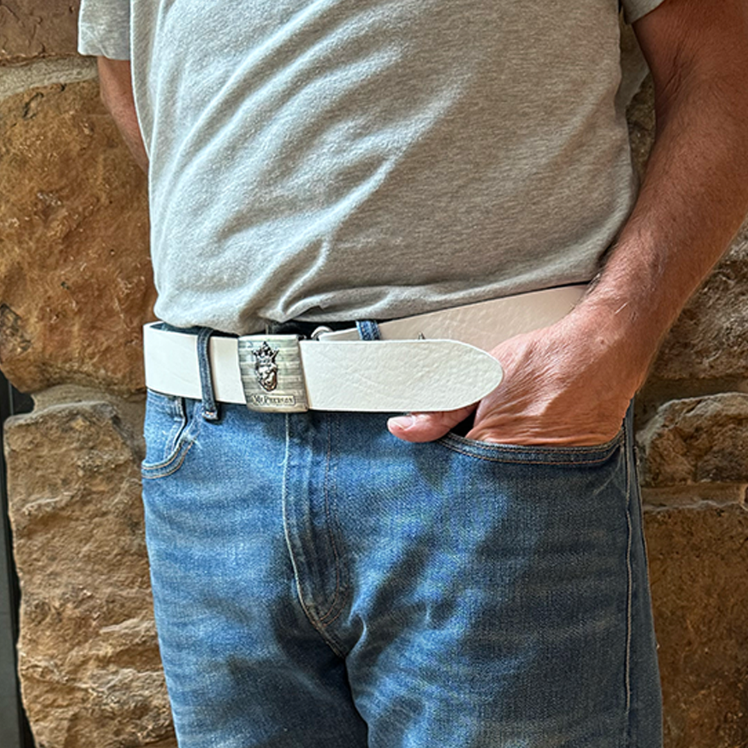 Tug's Engineer Belt Vegetable Tanned Cowhide-White