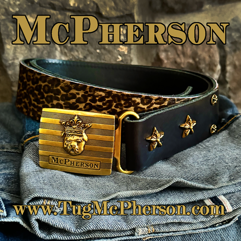 Tug's Dark Leopard Leather Engineer Belt