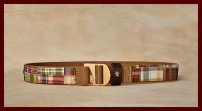 Tank Green and Burgundy Cotton Plaid Utility Belt