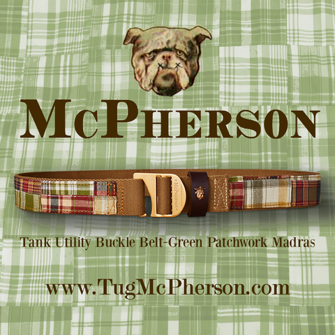 Tank Utility Belt Cotton Madras Plaid Patchwork-Green