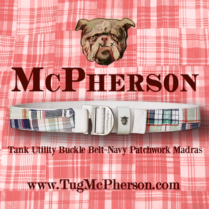 Tank Navy and White Cotton Plaid Utility Belt