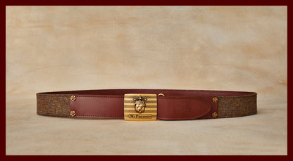 Tug's Brown Wool Herringbone Leather Engineer Belt