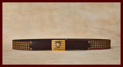 Tug's Brown Wool Check Leather Engineer Belt