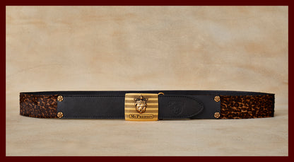 Tug's Dark Leopard Leather Engineer Belt