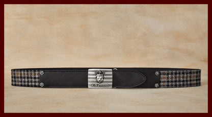 Tug's Grey Wool Check Leather Engineer Belt